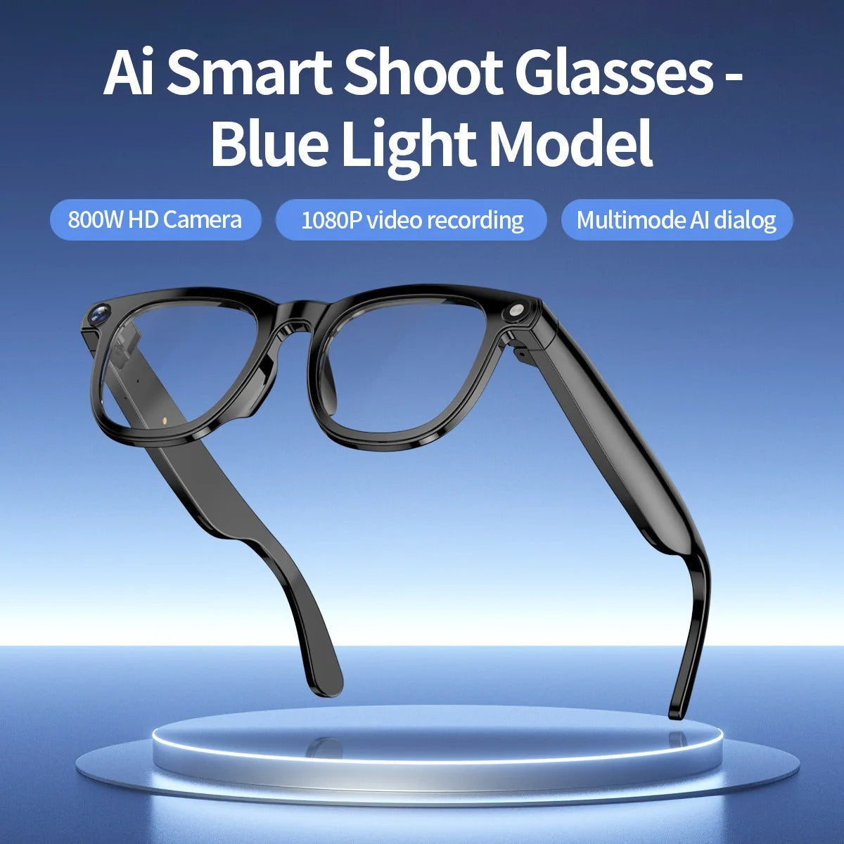 Black Smart Glasses with Camera & AI Translator | WiFi Video Recording Eyewear for Men Women