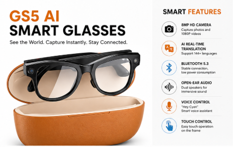 Lightweight camera smart glasses