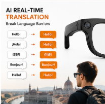 GS5 AI Smart Glasses with 8MP Camera, Real-Time AI Translation, Bluetooth Audio & Voice Control