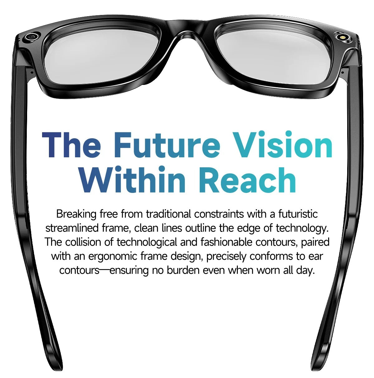 AI Smart Glasses Chat GPT 100MP Camera Bluetooth Call 260Mah Battery Voice Assistant Control Smart Glasses 2026 Rechargeable Wearable Android iOS White (Copy) (Copy)