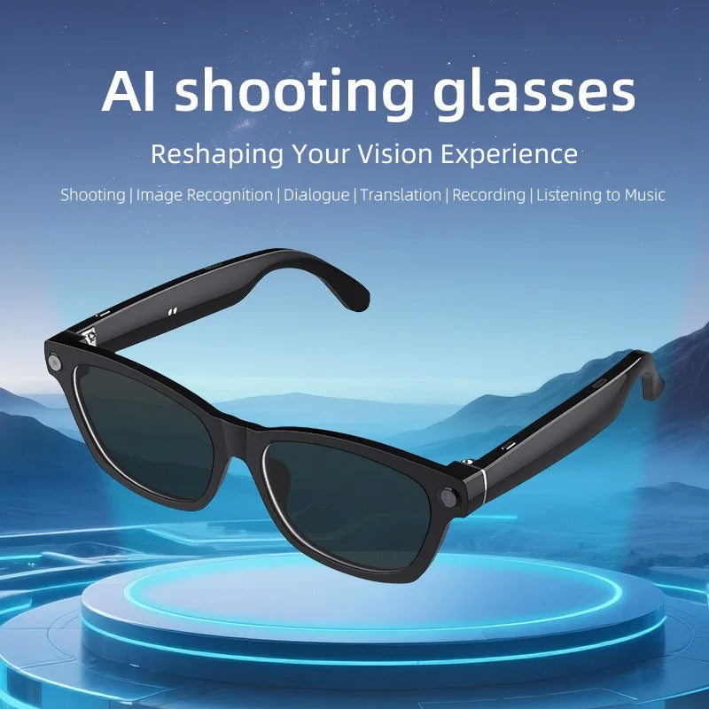 Black Smart Glasses with Camera & AI Translator | WiFi Video Recording Eyewear for Men Women