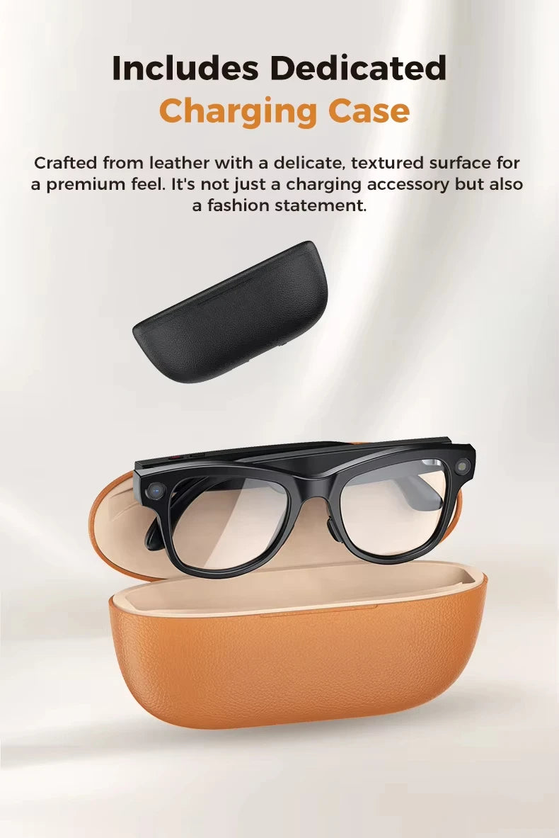 4K HD AI Smart Glasses Chat GPT 100MP Camera Bluetooth Call 260Mah Battery Voice Assistant Control Smart Glasses 2026 Rechargeable Wearable Android iOS White