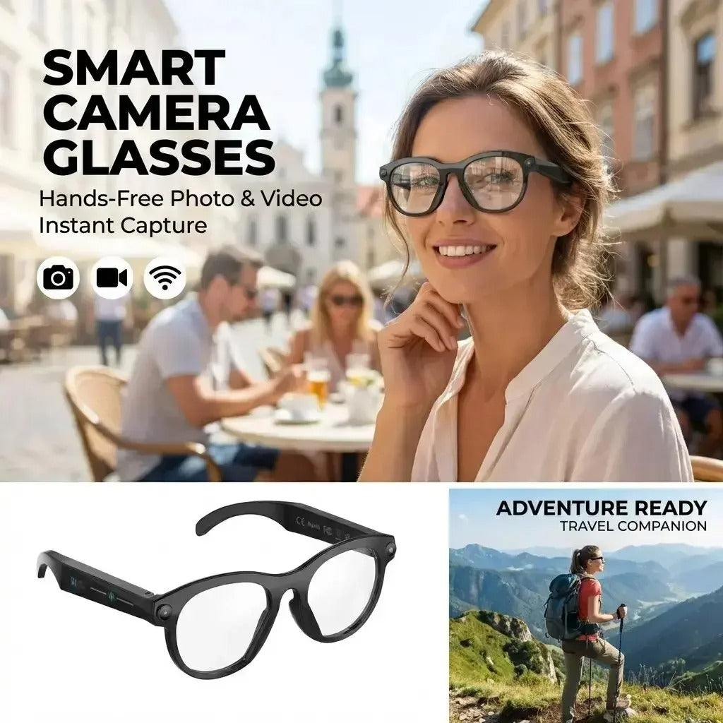 Black AI Smart Sunglasses with 2K Camera | Bluetooth Calling, Real-Time Translator, Waterproof — M88