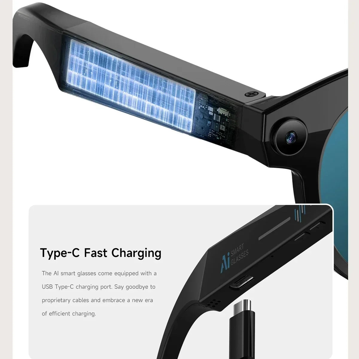 Black AI Smart Sunglasses with 2K Camera | Bluetooth Calling, Real-Time Translator, Waterproof — M88