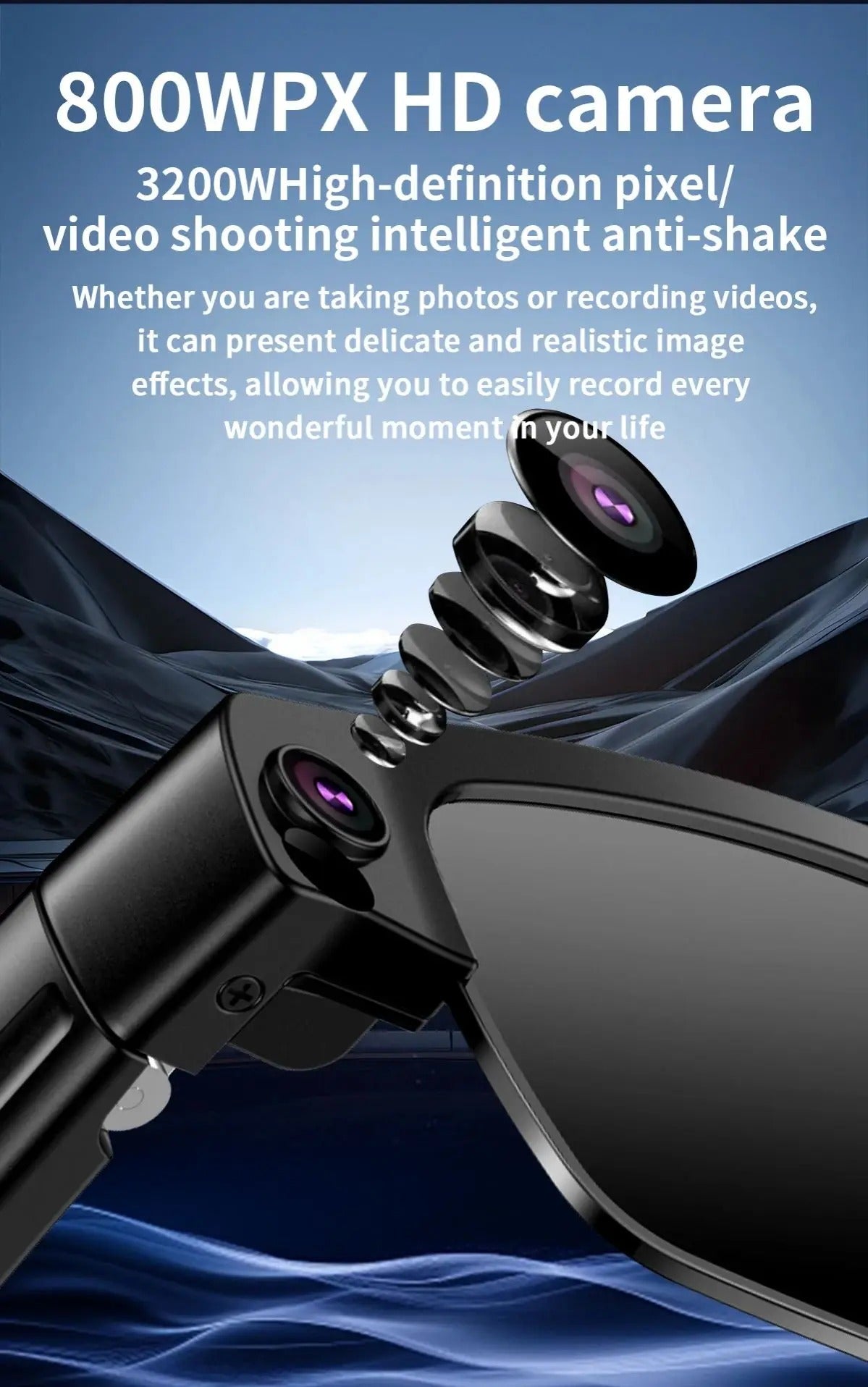 AI Smart Glasses with Camera & Bluetooth Calls UK | 4K Video Recording, Real-Time Translation & Open Ear Audio