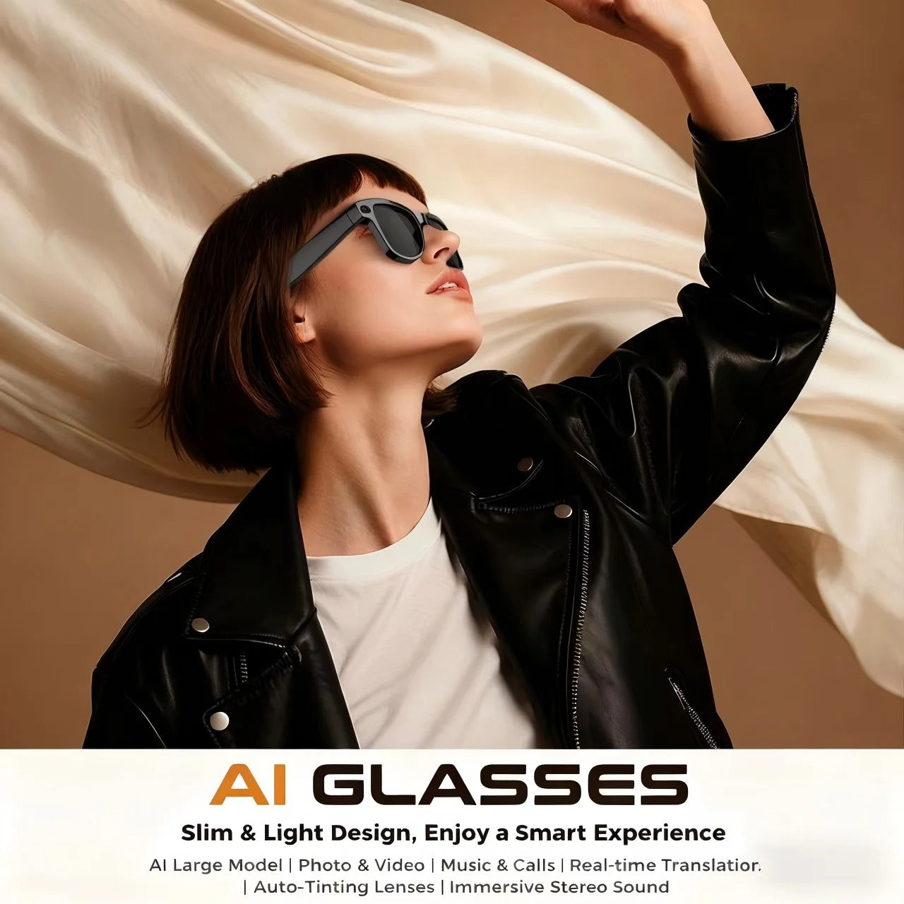 2026 AI Smart Glasses with 4K Camera & Charging Case | Bluetooth Smart Glasses UK | Real-Time Translation, AI Voice Assistant & Open-Ear Audio