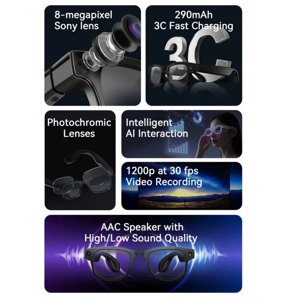 AI Smart Glasses with Camera 4K Video Recording | Smart Glasses UK | Wearable Camera Smart Glasses