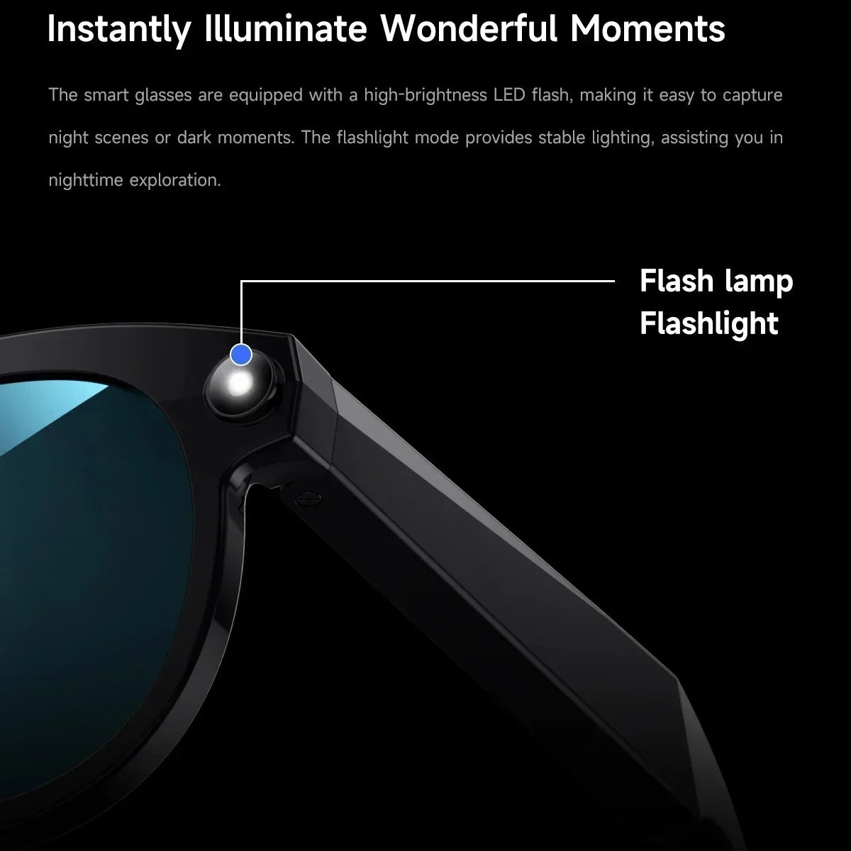 Black AI Smart Sunglasses with 2K Camera | Bluetooth Calling, Real-Time Translator, Waterproof — M88