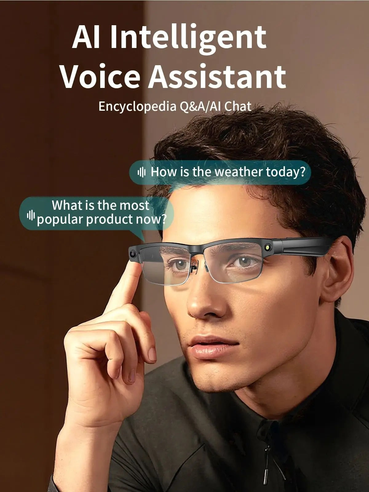 AI Smart Glasses with Camera & Bluetooth Calls UK | 4K Video Recording, Real-Time Translation & Open Ear Audio