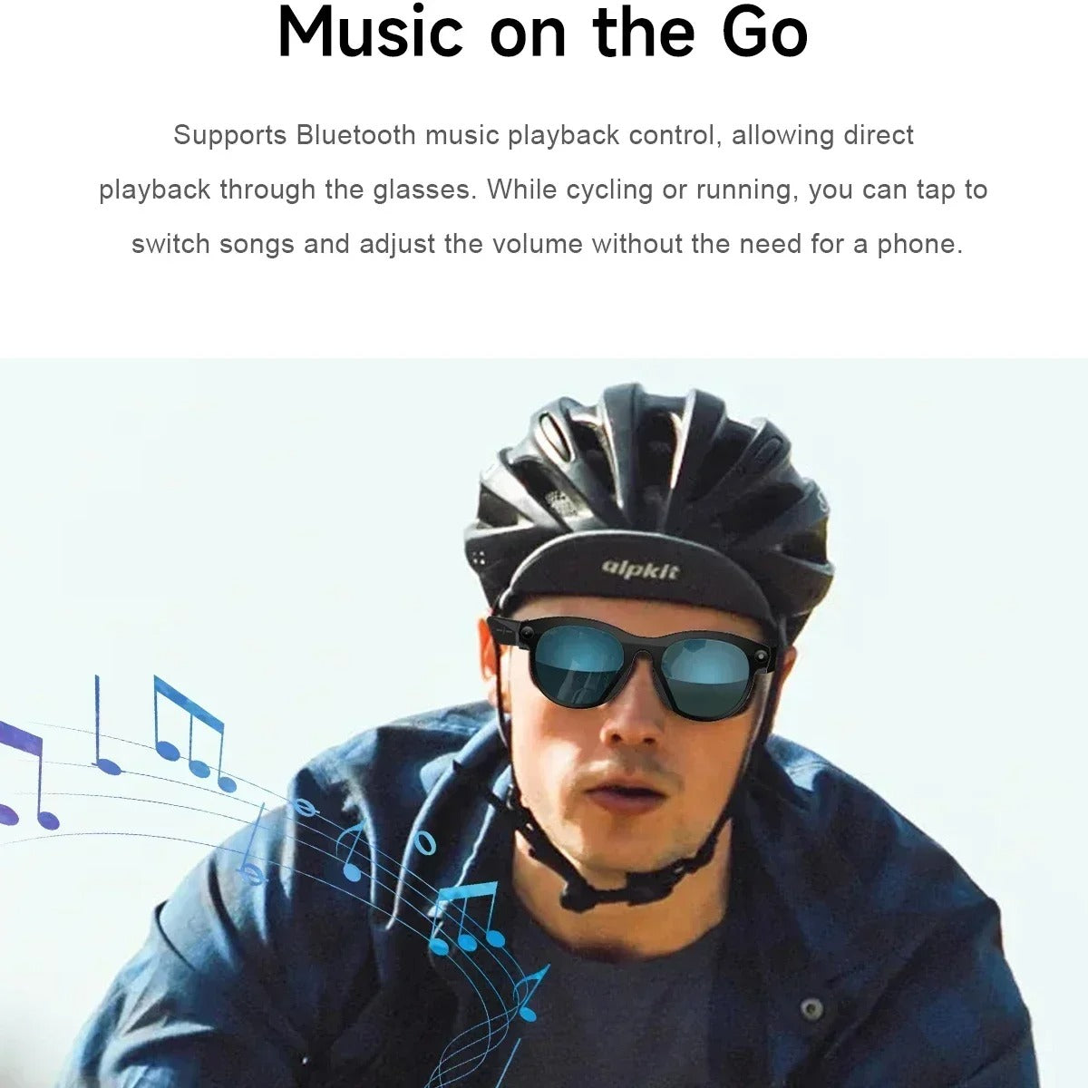 Black AI Smart Sunglasses with 2K Camera | Bluetooth Calling, Real-Time Translator, Waterproof — M88