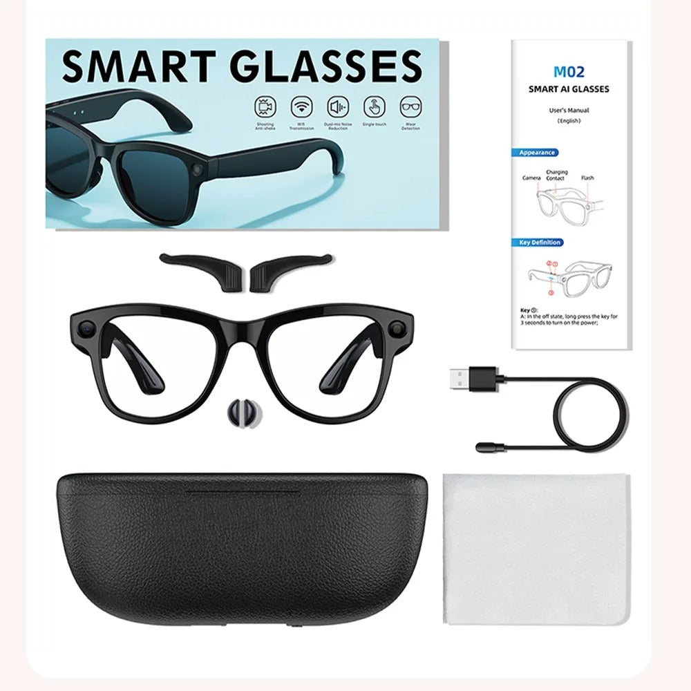 AI Smart Glasses with Camera & Translation – Bluetooth Audio, POV Recording, Lightweight Wearable Tech (UK)