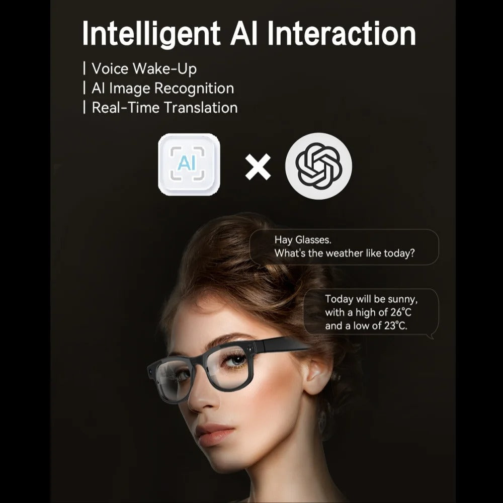 AI Smart Glasses with Camera & Bluetooth UK – 4K POV Recording, Open Ear Audio & Real-Time Translation