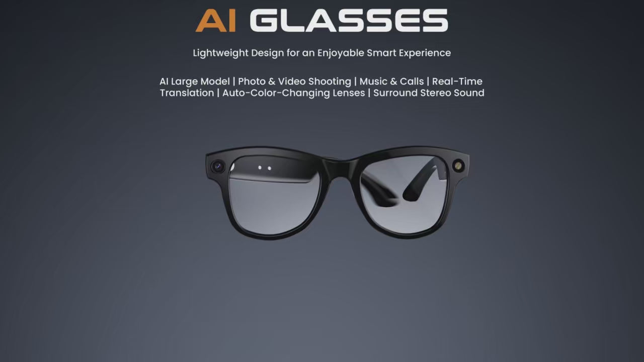 2026 AI Smart Glasses with 4K Camera & Charging Case | Bluetooth Smart Glasses UK | Real-Time Translation, AI Voice Assistant & Open-Ear Audio