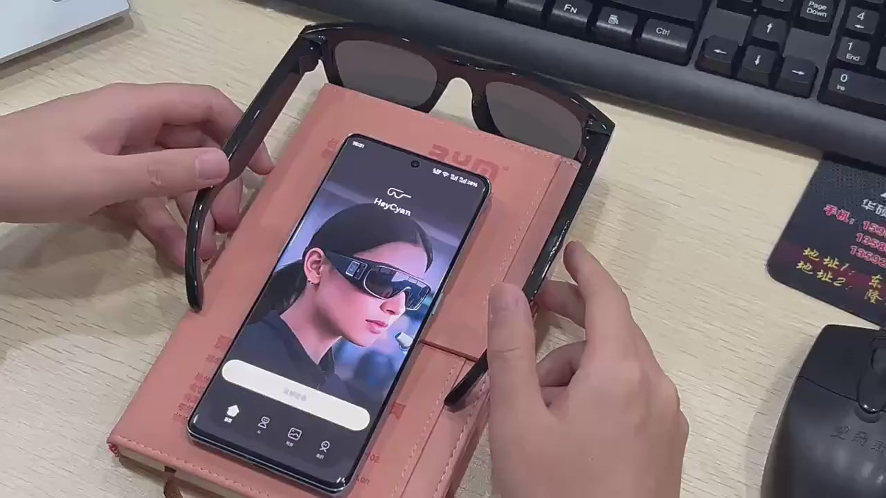 Black Smart Glasses with Camera & AI Translator | WiFi Video Recording Eyewear for Men Women